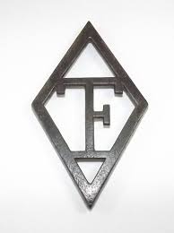 Black And White Diamond Shaped Logo Vintage Cast Iron Trivet Interesting Tf Logo In Diamond Shape For Up Cycling Visiting Cards Things To Sell Diamond Shapes