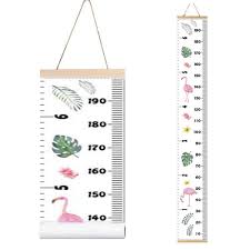 Miaro Kids Growth Chart Wood Frame Fabric Canvas Height Measurement Ruler From Baby To Adult For Childs Room Decoration 7 9 X 79in 7 9 X 79in