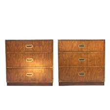 1970s Campaign Dixie Furniture Company 3 Drawer Matching Bachelor Chests A Pair For Sale Dixie Furniture Campaign Dresser Campaign Furniture