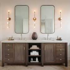 Double Vanity With Center Shelves Transitional Bathroom Sutro Architects Wood Bathroom Vanity Bathroom Sconces Master Bathroom Vanity
