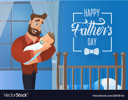 Happy fathers day cartoon greeting card Royalty Free Vector