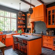 2 Orange Kitchen With Black Design