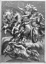 Selene Greek Goddess Of The Moon In A Flying Chariot Drawn By Two White Horses Goddess Art Goddess Renaissance Art