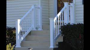 Vinyl Railing Attached To Concrete Patio Stairs Youtube Patio Stairs Handrails For Concrete Steps Vinyl Railing