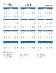 In 7 farben als pdf. 2021 Calendar Denmark With Holidays