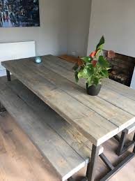 Check out our reclaimed wood dining table selection for the very best in unique or custom, handmade pieces from our kitchen & dining tables shops. Industrial Style Reclaimed Wood Grey Washed Dining Table And Benches Www Reclaimedbespoke Co Uk With Images Metal Dining Room Table Dining Table Wood Dining Table