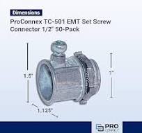 SIGMA ENGINEERED SOLUTIONS ProConnex TC-501 EMT Set Screw Connector 1/2"  50-Pack
