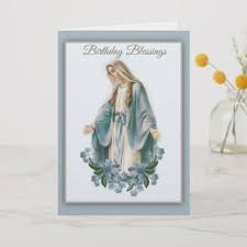 Birthday Card For Mother Mary Blessed Virgin Mary Mother With Flowers Card Greetings Mothers Mum Mom Cards Female Greetingcard Blessed Virgin Mary Blessed Virgin Virgin Mary