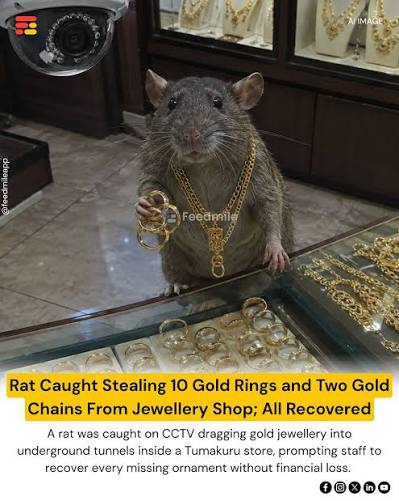An unusual theft at a jewellery store in Karnataka has gone viral after the unexpected "culprit" turned out to be a rat. The incident occurred at Vishwas Jewellers in Tumakuru, where staff