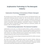 Sulphonation Technology In The Detergent Industry