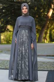 Neva Style Pul Payet Detayli Pelerinli Fume Tesettur Abiye Elbise 52574fu Tesetturisland Com Moda Stilleri Aksamustu Giysileri Islami Moda