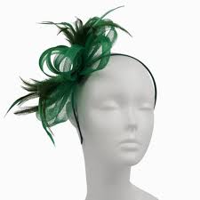 Gorgeous Side Loop Green Feathers Beads Ribbon Flower Headband Tea Weddings
