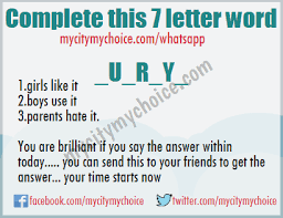 Check spelling or type a new query. Complete This 7 Letter Word U R Y Puzzle Answer