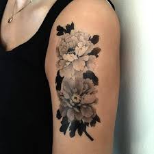 Tatouage Temporaire Paire De Pivoines Style Japonais Noir Et Blanc Inclus Instruction Dapplication Dure De 2 Vintage Flower Tattoo Flower Tattoos Tattoos