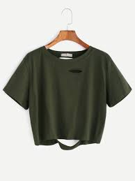 Shop Distressed Crop Tee Online Shein Offers Distressed Crop Tee Amp More To Fit Your Fashionable Needs Clothes Short Sleeve Cropped Top Crop Shirt