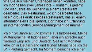 Erstens muss ich endlich meinen. A1 B1 Prufung Brief Beispiele Bewerbung Als Kellnerin Dailymotion Video