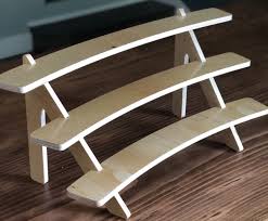 The Stadium Curved Tiered Wooden Shelf Stand For Table Etsy In 2020 Wooden Display Stand Wood Display Stand Wooden Shelves