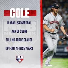 Once official, cole's $324 million contract will be the fourth largest deal in mlb. Mlb Network It S Good To Be Gerrit Cole Today The Reported Details Of His Contract With The Yankees Facebook