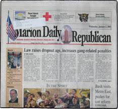 This marion daily republican staff photo dates from the late 1940's and was taken in their office located where the american legion was located later for decades in the southeast corner of the square next to speed's bus stop. Marion Daily Republican The Marion Illinois Daily Republican Is In The Paducah Cape Girardeau Harrisburg Mt Vernon Ky Dma This Newspaper Is A Part Of The Liberty Suburban Chicago