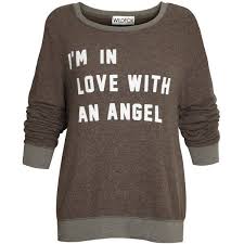 Wildfox I M In Love With An Angel Jersey Firestone Brown Long Sleeve Shirt Long Sleeve Jersey Shirt Scoop Neck Shirts