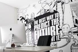 In art, the word mural began to be used at the beginning of the 20th century. Black And White Appricot Office Walls Black And White Mural Office Mural Office Walls
