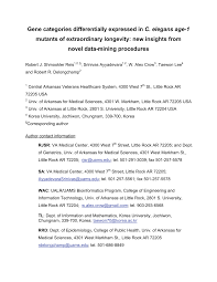 Pdf Gene Categories Differentially Expressed In C Elegans