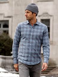 Satoyama Light Blue and Slate Plaid Flannel Shirt
