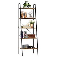 Homfa Industrial Ladder Shelf 5 Tier Bookshelf Plant Flower Stand Storage Rack Multipurpose Utility Organizer Sh In 2020 Living Room Bookcase Ladder Bookshelf Shelves
