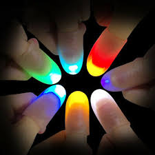 2pcs Led Magic Light Up Silicone Thumb Props Fingers Trick Lights Prank Novel