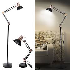 Black and white painted iron base & rod. Vintage Metal Floor Lamp Table Lamp Architect Swing Arm Standing Lamp Reading Light Adjustable Wish