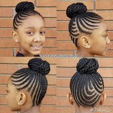 Cornrows Into A Bun Hairstyle Black Kids Hairstyles Natural Hairstyles For Kids Kids Hairstyles