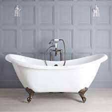 Wannen im traditionellen & klassischen stil in großer auswahl & wunschfarbe. Nostalgie Doppelseitige Freistehende Badewanne Weiss 1750mm X 730mm Mit Fussen In Geolter Bronze Legend