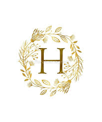 Monogram H Elegant Gold Foliage Sticker By Floralmonogram In 2021 Bear Wallpaper Watercolor Flowers Pattern Teddy Bear Wallpaper