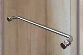 From tissue holders to push/pull handles and showerheads or door seals, bathroom hardware includes a range of finishing details that can make a significant difference in the bathroom's practicality and design structure. Towel Bar Mounted Through Glass At Any Height Can Also Double As Or Join With Interior Handle Or Hooks Shower Door Handles Shower Door Hardware Shower Doors