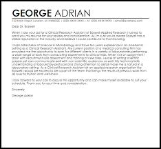 Clinical Research Assistant Cover Letter Sample Cover Letter Templates Examples