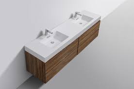Bliss 72 High Glossy Chestnut Wood Wall Mount Double Sink Modern Bathroom Vanity