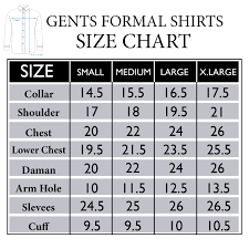 Mens Formal Shirts Size Chart Rldm