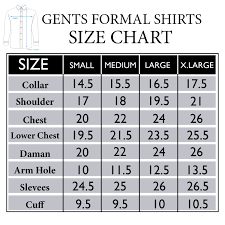 mens formal shirts size chart rldm