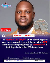 The Agenda 111 project at Kokoben Appiadu was never completed, yet the  previous NPP administration proceeded to commission it just days before the  2024 elections. -Anwel Sadat Ahmed, MCE Oforikrom #OYEREPA