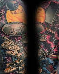 Sure, it may not be the most logical thing to do, but even a vulcan like spock knows how to have a little fun now and again. 50 Star Trek Tattoo Designs For Men Science Fiction Ink Ideas