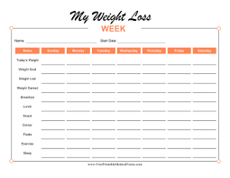 Printable Weekly Weight Loss Tracker Colorful