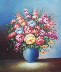Flowers in a glass vase. Flower Vase Paintings