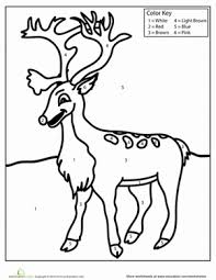 If your kids have never seen the cartoon character rudolph on tv or if they are new to the name, you can start with this simple image. Color By Number Rudolph Worksheet Education Com