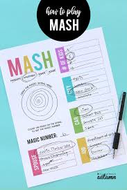 How to Play MASH + Printable Worksheet! - It's Always Autumn