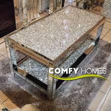 Mirrored Crushed Crystal 2 Tier Coffee Table Milano Coffee Table Mirrored Coffee Tables Coffee Table Rectangle