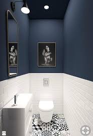 Toilettes Peinture Bleu Idee Deco Wc En 2018 Bathroom Idee Deco Wc Idee Deco Wc Carrelage Metro Deco Toilettes Idee Deco Toilettes Idee Wc