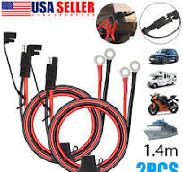 2Pcs 1.4m SAE Battery Connector Cable 2-Pin Ring Terminal Harness Extension  Wire | eBay