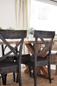 Black farmhouse table and chairs. X Brace Farmhouse Table Free Plans Cherished Bliss