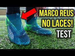 For the fifa world cup brazil 2014 puma has unveiled novel colourful versions of pumas's evopower and evospeed football boots, with the right boot in pink and. No Laces Like Marco Reus Testing The Puma Future 18 1 Netfit Laceless Youtube