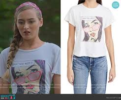 WornOnTV: Philippa's white graphic tee